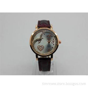 Heart shape Diamond Quartz Watch PU leather / Analog Quartz